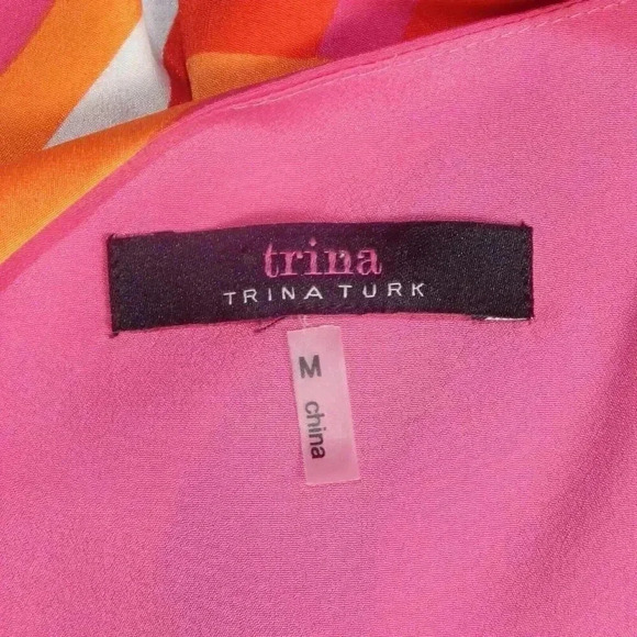 Trina Turk Mingus Kimono Sleeve Dress Size Medium Pink Blouson Boat Neck - Picture 5 of 6